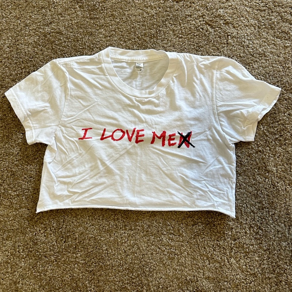 LA Apparel “I LOVE ME” Cropped T-Shirt